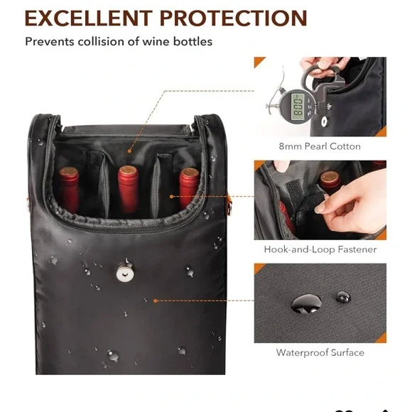 Black Wine Tote Bag - Picture 3 of 8